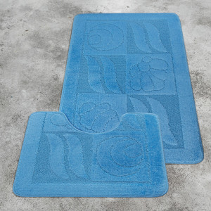 Комплект ковриков на пенорезине FLO 3002 BLUE с вырезом, фото 2