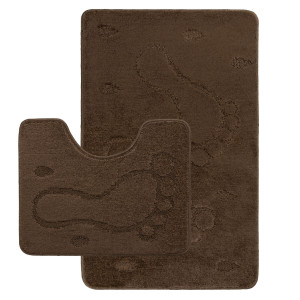 Комплект ковриков на пенорезине FLO 3001 BROWN с вырезом, фото 1