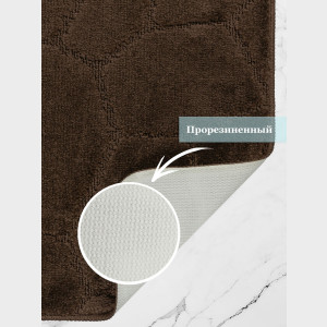 Комплект ковриков на пенорезине FLO 3008 BROWN с вырезом, фото 4