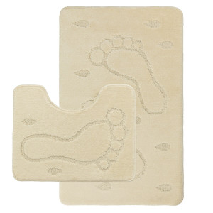 Комплект ковриков на пенорезине FLO 3001 BEIGE с вырезом, фото 1