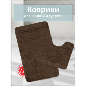 Комплект ковриков на пенорезине FLO 3008 BROWN с вырезом, фото 1