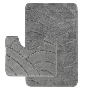 Комплект ковриков на пенорезине FLO 3224 D.GREY с вырезом, фото 1