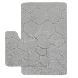 Комплект ковриков на пенорезине FLO 3008 GREY с вырезом, фото 1