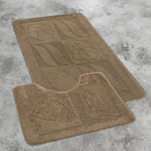 Комплект ковриков на пенорезине FLO 3002 CARAMEL с вырезом, фото 3