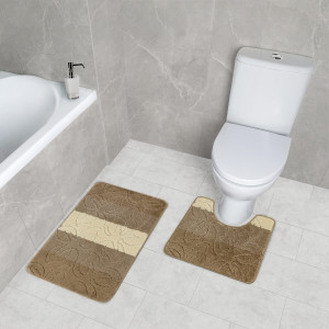 Комплект ковриков на пенорезине FLO 3333 BEİGE MİX с вырезом, фото 7