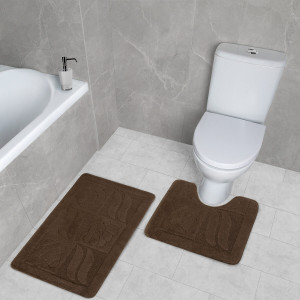 Комплект ковриков на пенорезине FLO 3002 BROWN с вырезом, фото 7