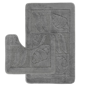 Комплект ковриков на пенорезине FLO 3002 D.GREY с вырезом, фото 1