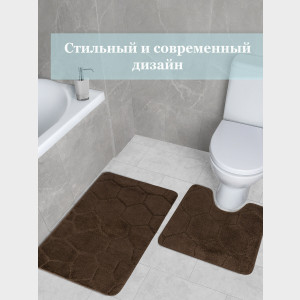 Комплект ковриков на пенорезине FLO 3008 BROWN с вырезом, фото 7