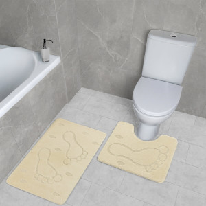 Комплект ковриков на пенорезине FLO 3001 BEIGE с вырезом, фото 7