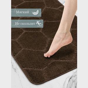 Комплект ковриков на пенорезине FLO 3008 BROWN с вырезом, фото 3