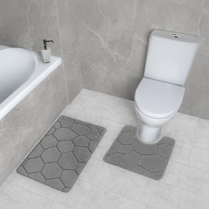 Комплект ковриков на пенорезине FLO 3008 D.GREY с вырезом, фото 7