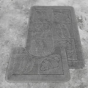 Комплект ковриков на пенорезине FLO 3002 D.GREY с вырезом, фото 2