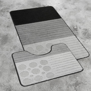 Комплект ковриков на пенорезине FLO 3045A GREY MİX с вырезом, фото 3