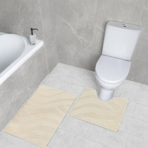 Комплект ковриков на пенорезине FLO 3018 BEIGE с вырезом, фото 6