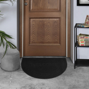 Коврик придверный Лакрум Welcome полукруг черный, фото 6