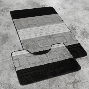 Комплект ковриков на пенорезине FLO 3055A GREY MİX с вырезом, фото 3