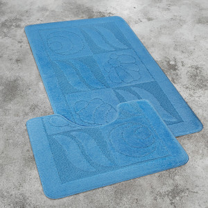 Комплект ковриков на пенорезине FLO 3002 BLUE с вырезом, фото 3