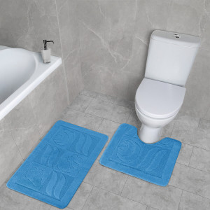 Комплект ковриков на пенорезине FLO 3002 BLUE с вырезом, фото 7