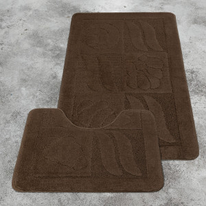 Комплект ковриков на пенорезине FLO 3002 BROWN с вырезом, фото 2